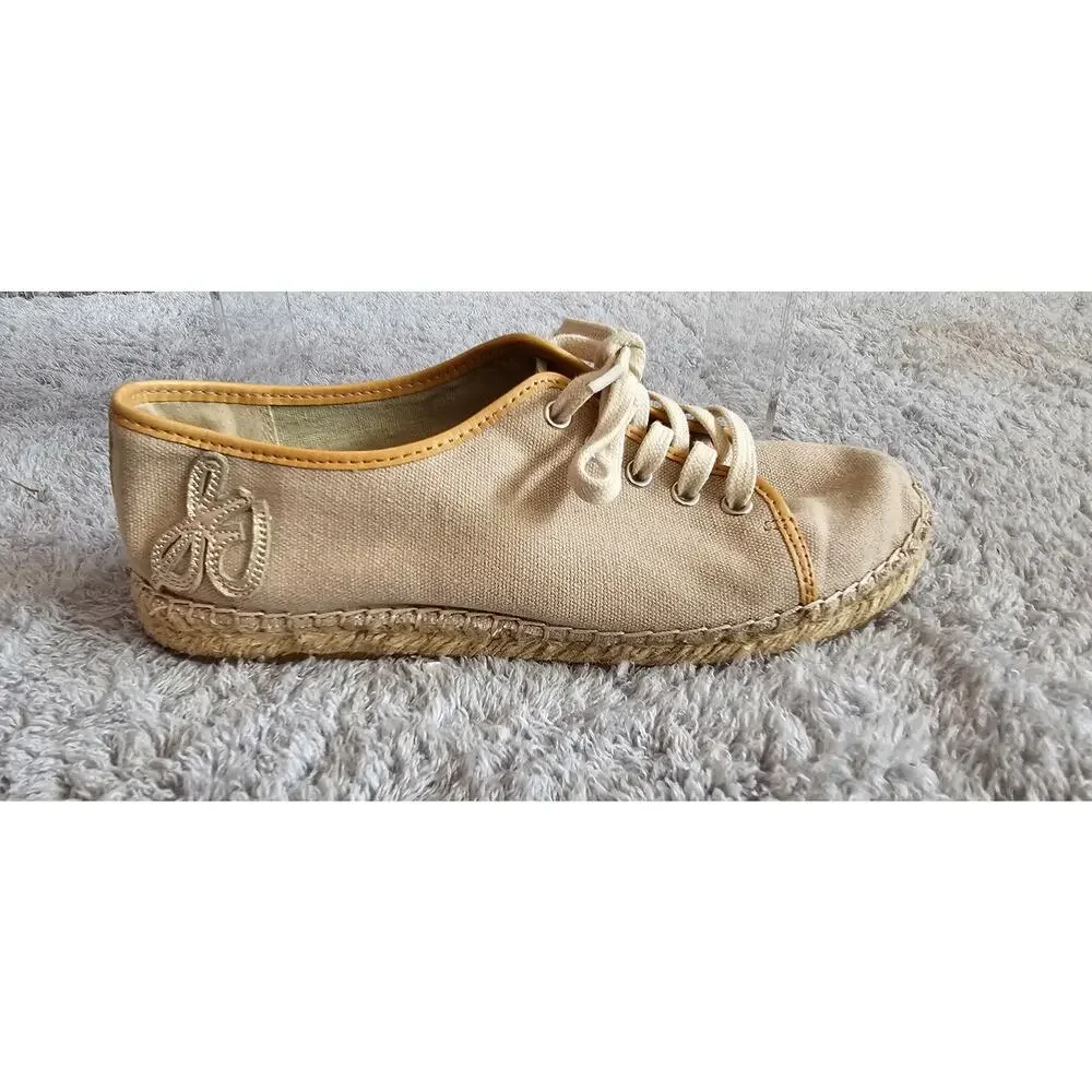 Sam Edelman Lillian Lace‎ Up Espadrilles Sneakers Women Size 7.5M Gold Metallic